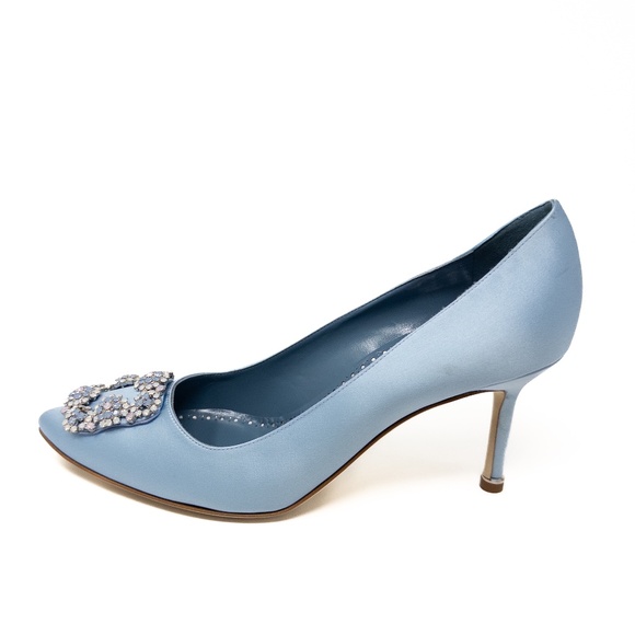 Manolo Blahnik Shoes - Manolo Blahnik Hangisi Light Blue Crystal Pumps Womens 39.5 EU 9.5 US